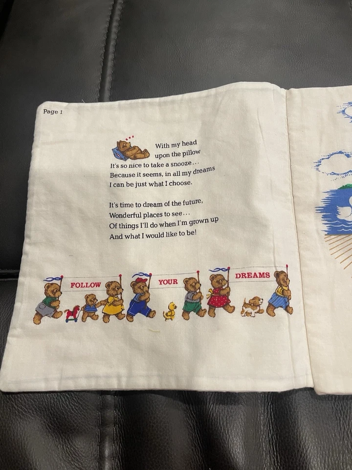 When I Grow Up I Want To Be Pillow Book 2 Sew Childs Teddy Bears Cranston Print - Image 2 of 4