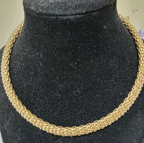 Goldtone Beaded Mesh Torque Necklace #845