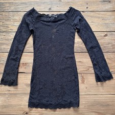 Vintage Victoria  s Secret Y2K Black Lace Off-Shoulder Mini Dress Whimsigoth