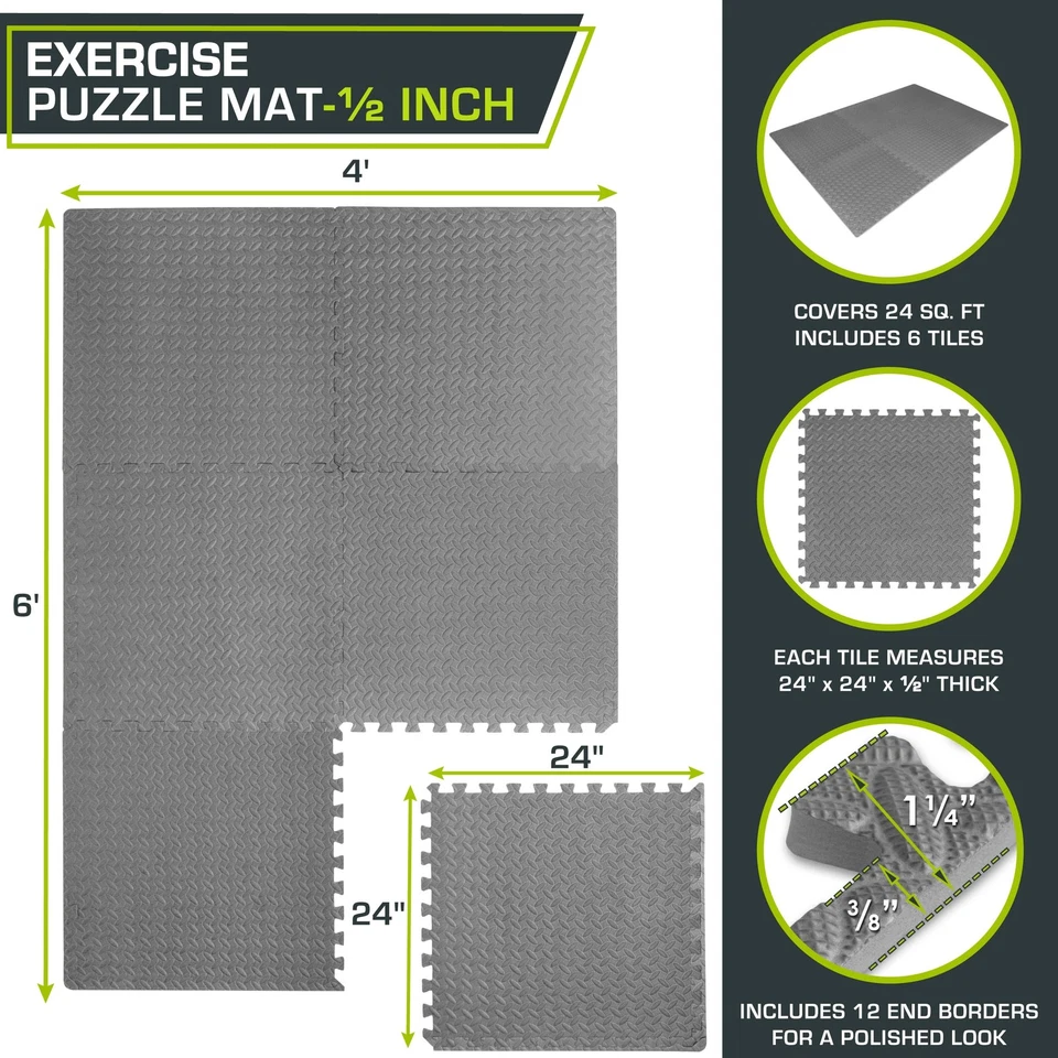 ProsourceFit Puzzle Exercise Mat, EVA Foam Interlocking Tiles, Protective - Image 2 of 4