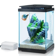 FEDOUR Small Glass Aquarium, 1 Gallon Desktop Fish Tank, Betta Fish Tank, Min...