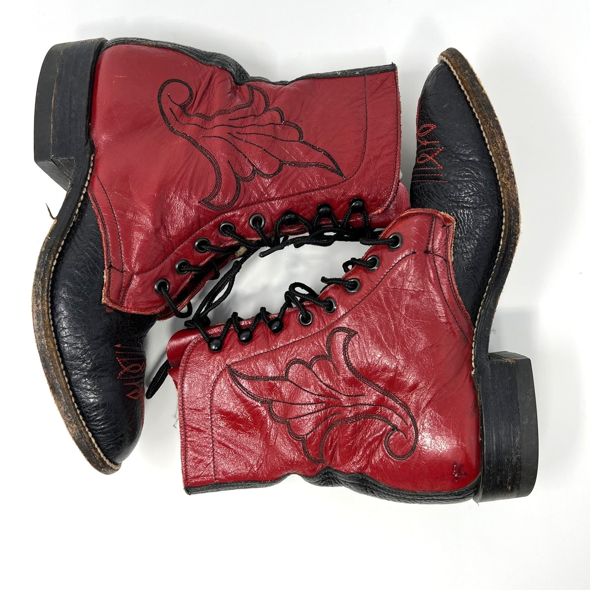 Vintage Hondo Lace-Up Two-Tone Leather Boots Size 6 B | Busker/Ren Faire Style View 3