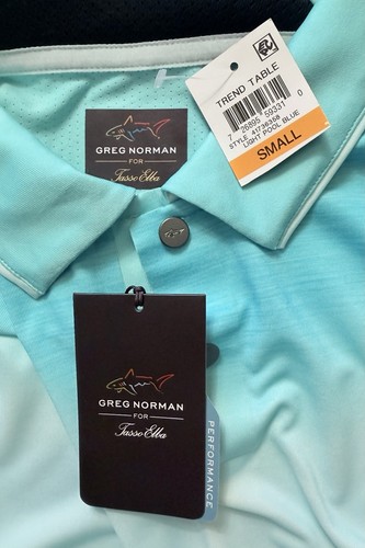 NEW Greg Norman Men’s Light Pool Blue Short Sleeve Golf Polo Shirt Sz. Small - Picture 4 of 7
