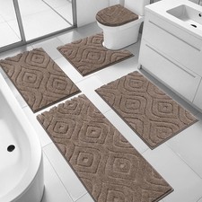 Bathroom Rugs Sets 5 Piece, Ultra Soft Absorbent Bath Mat for Bathroom, Non S