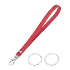 7 Inch Wristlet Strap PU Leather with 2 Silver Rings for Clutch Dark Red 