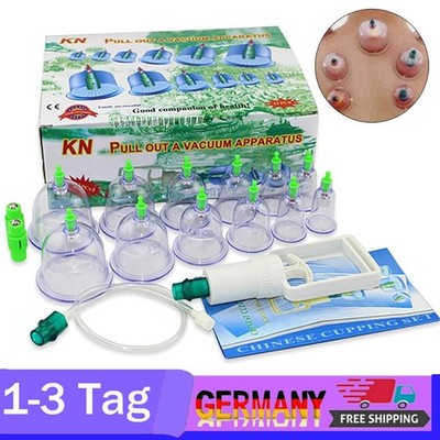 Schröpfen Set Für Vakuum Massage mit Pumpe 12-tlg Schröpfgläser Cupping Schröpfe