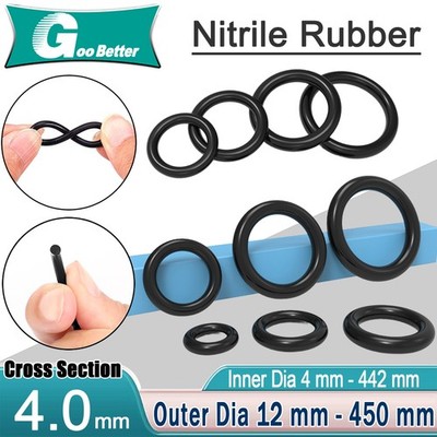 4mm Cord Thickness O-Rings NBR Nitrile Rubber 4mm - 442mm ID Oil Resistant Seals