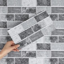 Adhesive tiles kitchen bathroom stickers 15x30cm 24 pieces grey