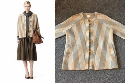 Reiss Samba Strickjacke geometrisches Muster 80% Wolle Gold Clip Gr. XS S wünschenswert