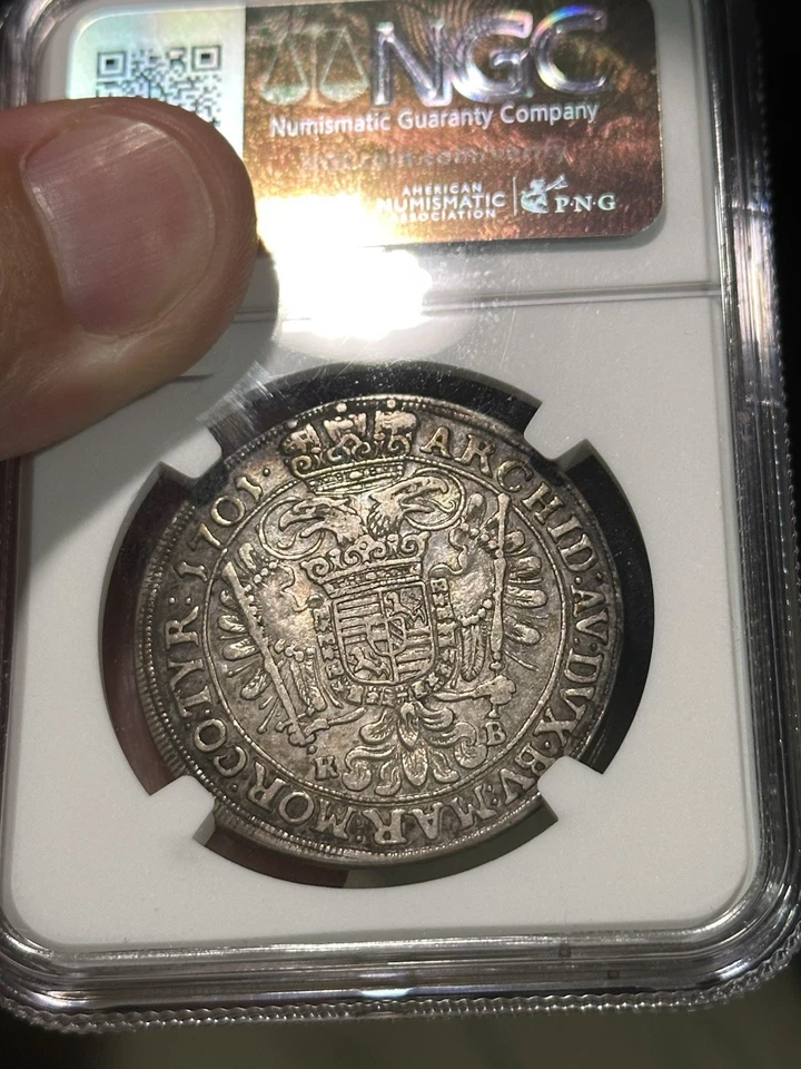 NGC XF45 Hungary 1/2 Taler 1701 KB - Image 2 of 2