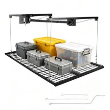 4x8ft Overhead Garage Storage Rack 325lbs Lift System Safety Lock
