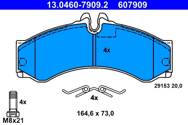 Bremsbelagsatz Scheibenbremse Ate 13.0460-7909.2 FüR Sprinter Mercedes Vw Lt 28-image