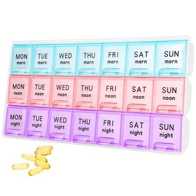 Large Weekly Pill Organizer 3 Times A Day,Travel Pill Cases ，Moisture-Proof