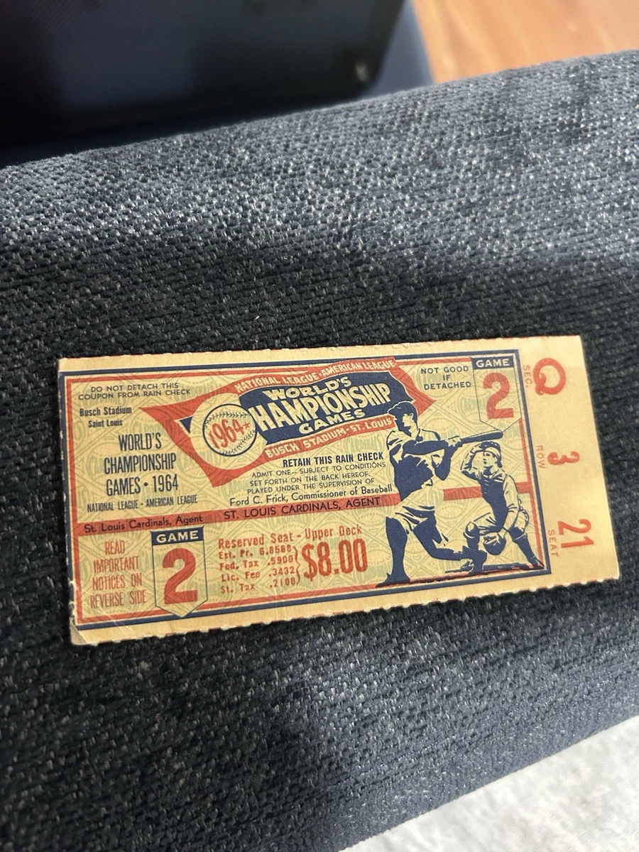 St. Louis Cardinals Baseball 1964 Vintage Sports Ticket Stubs for