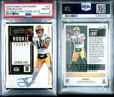 2020 Panini Contenders Jordan Love Rookie Ticket Swatch RPA SSP Auto PSA 8