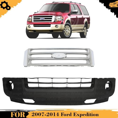 Front Lower Bumper Cover & Grille Assembly Kit For 2007-2014 Ford Expedition