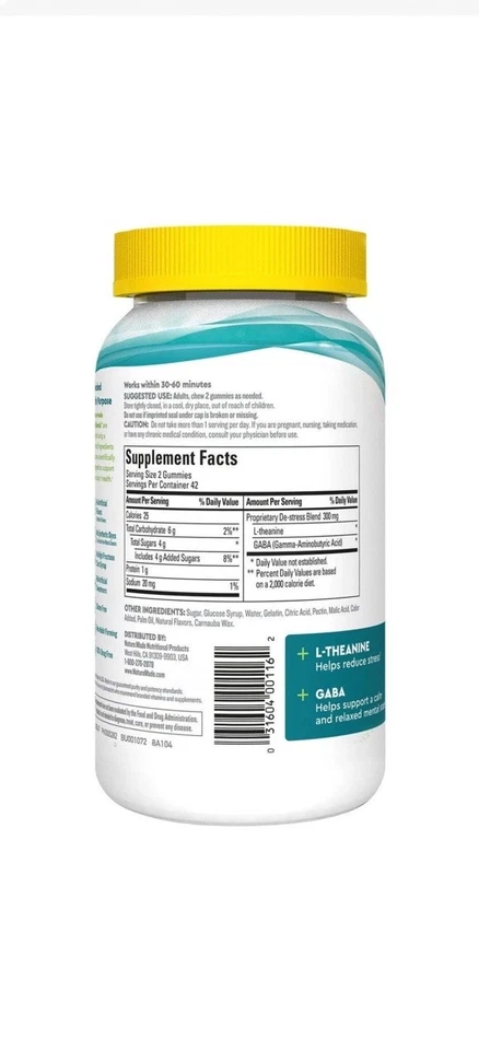 Nature Made Wellblends Stress Relief, 40 Strawberry Gummies with L-Theanine GABA - Image 2 of 2