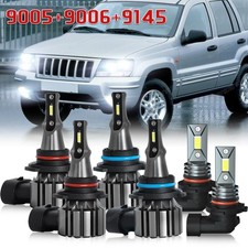 For Jeep Grand Cherokee 1999-04 6000k 6x Led Headlight Hilofog Light Bulbs Kit For Jeep Grand Cherokee 1999-04 6000k 6x Led Headlight Hilofog Light Bulbs Kit