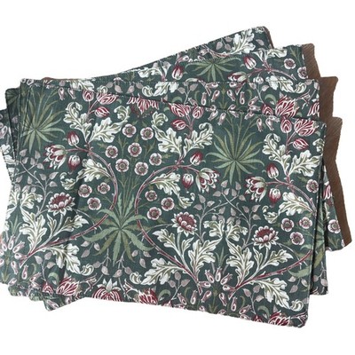 William Morris & Co~4 LODDEN DARK GREEN~Fabric~PLACEMATS~Floral~13x 19~Cotton~
