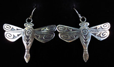 Vintage Hopi Earrings Sterling Silver Dragonflies