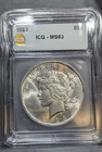 1923-P Peace Dollar ICG MS/63 Nice Frosty White Coin Nice Eye Appeal