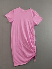 Universal Thread Women T Shirt Dress S Hot Pink Ruched Side Short Sleeve Mini