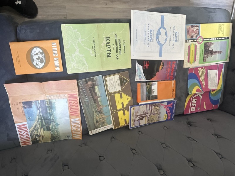 Lot of 10 Vintage USSR Soviet Maps, Atlases & Travel Guides Russian 1962-1980s