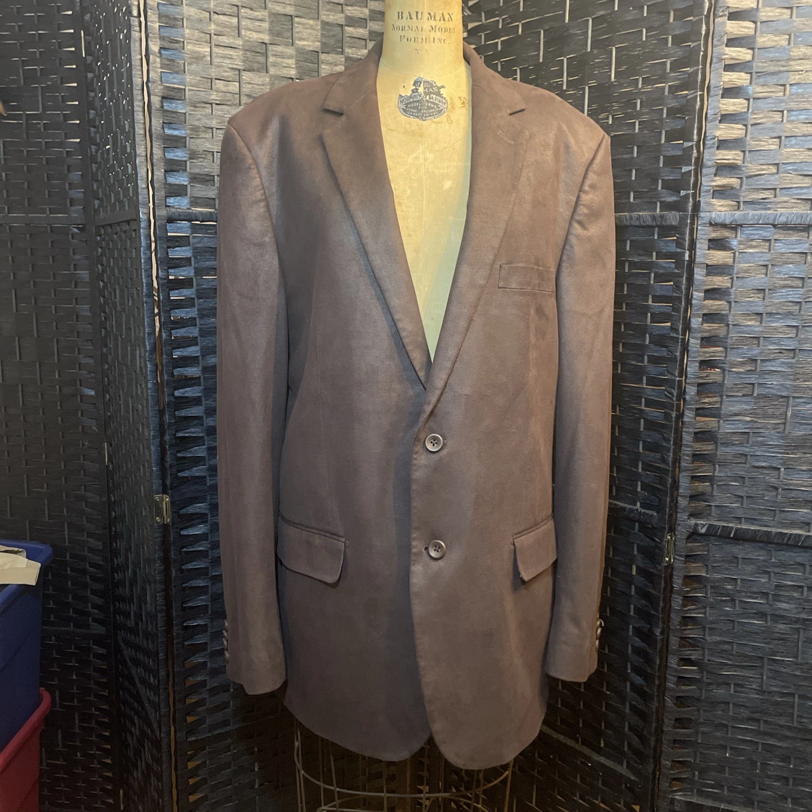 Daniel Hetcher Paris Brown Faux Suede Double Vent Sport Coat, 42 Long