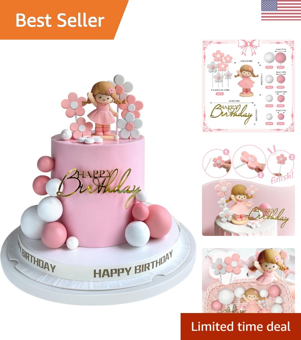 Happy Cakes エシャルプ　ピンク HOT PINK/PINK Layered Cake Topper - HAPPY BIRTHDAY | Bake Group