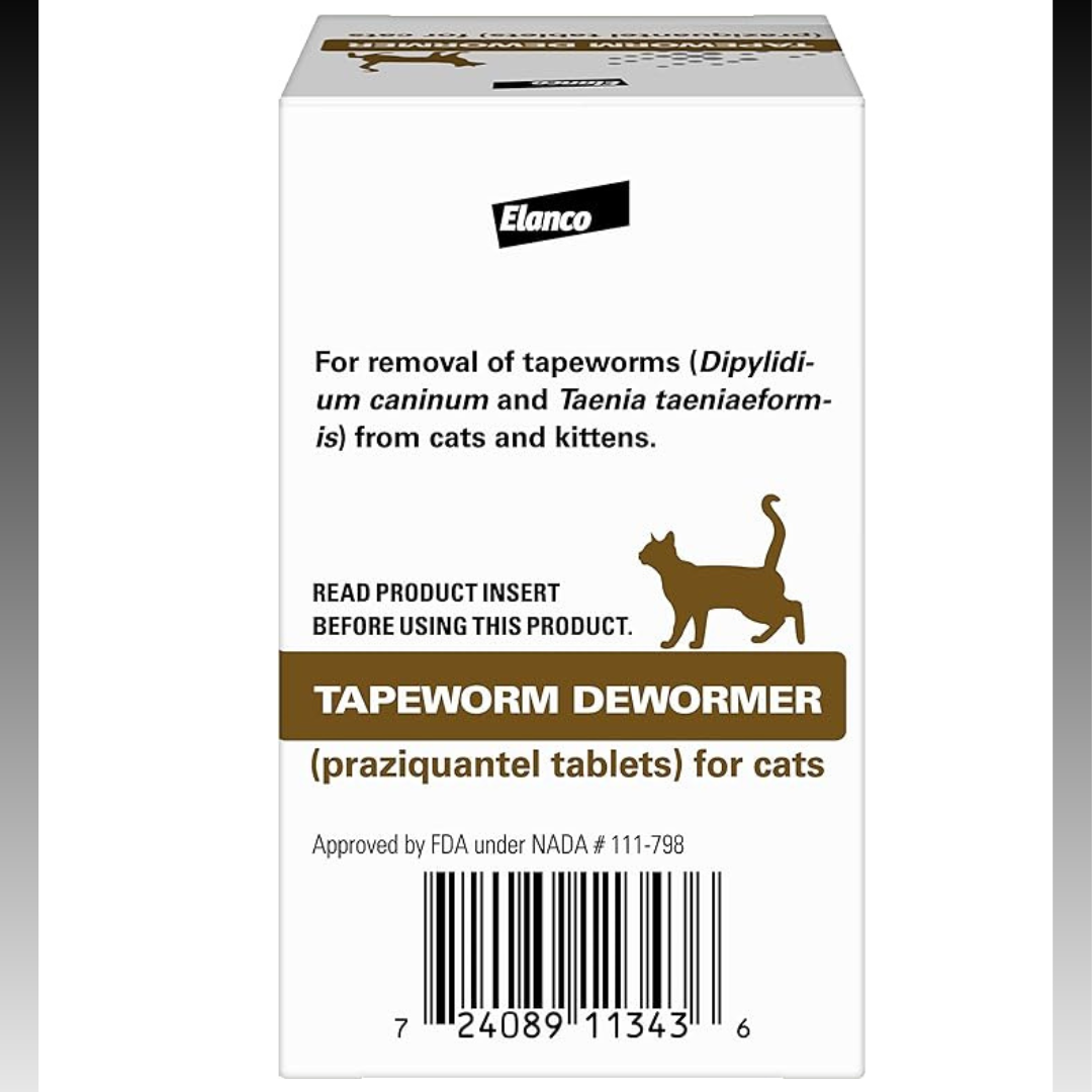 Tapeworm Dewormer (Praziquantel Tablets) for Cats and Kittens 3count,6