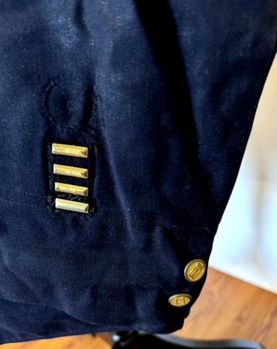 Cappotto e gilet vintage 1952 Frisco linee ferroviarie conduttore treno con insegne - Foto 6 di 24