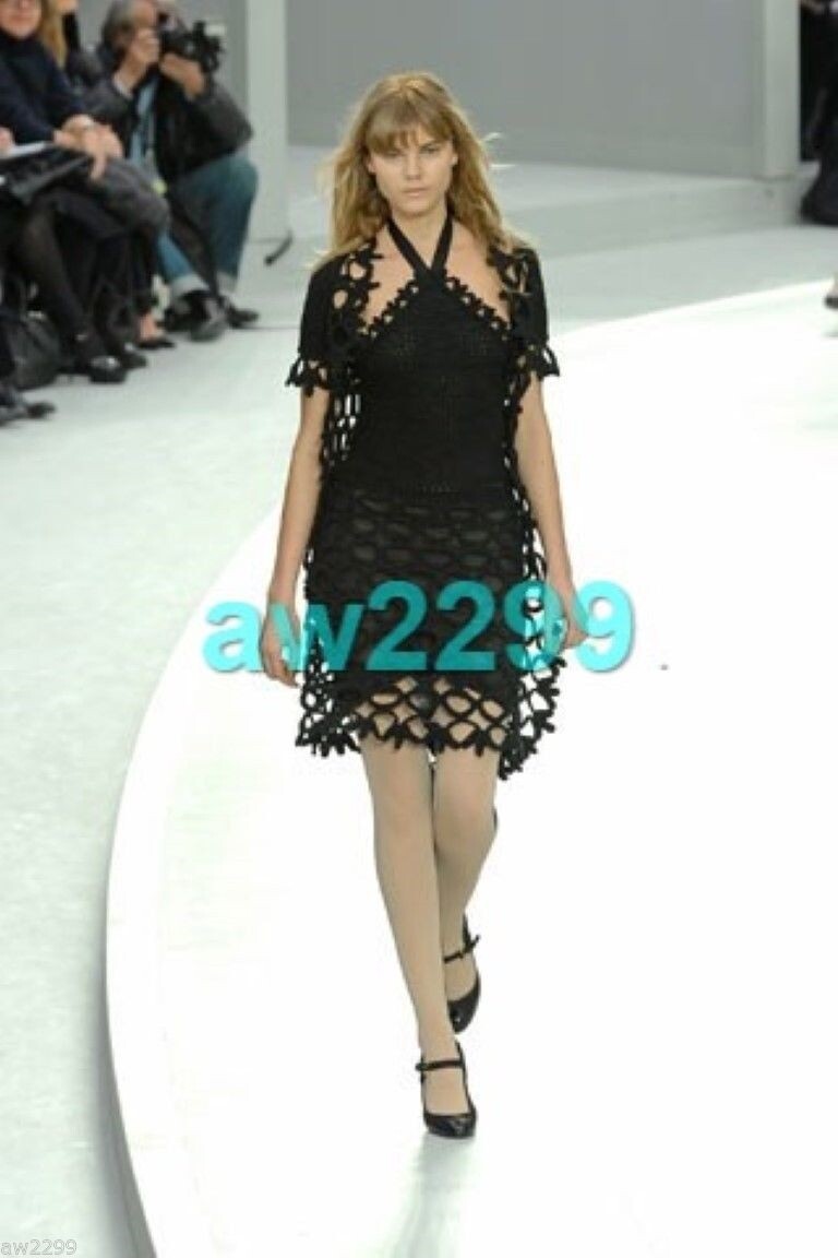 CHANEL 08A AUTHENTIC RARE RING DRESS CC LOGO BUTTON 40 38 MINT BLACK image 3