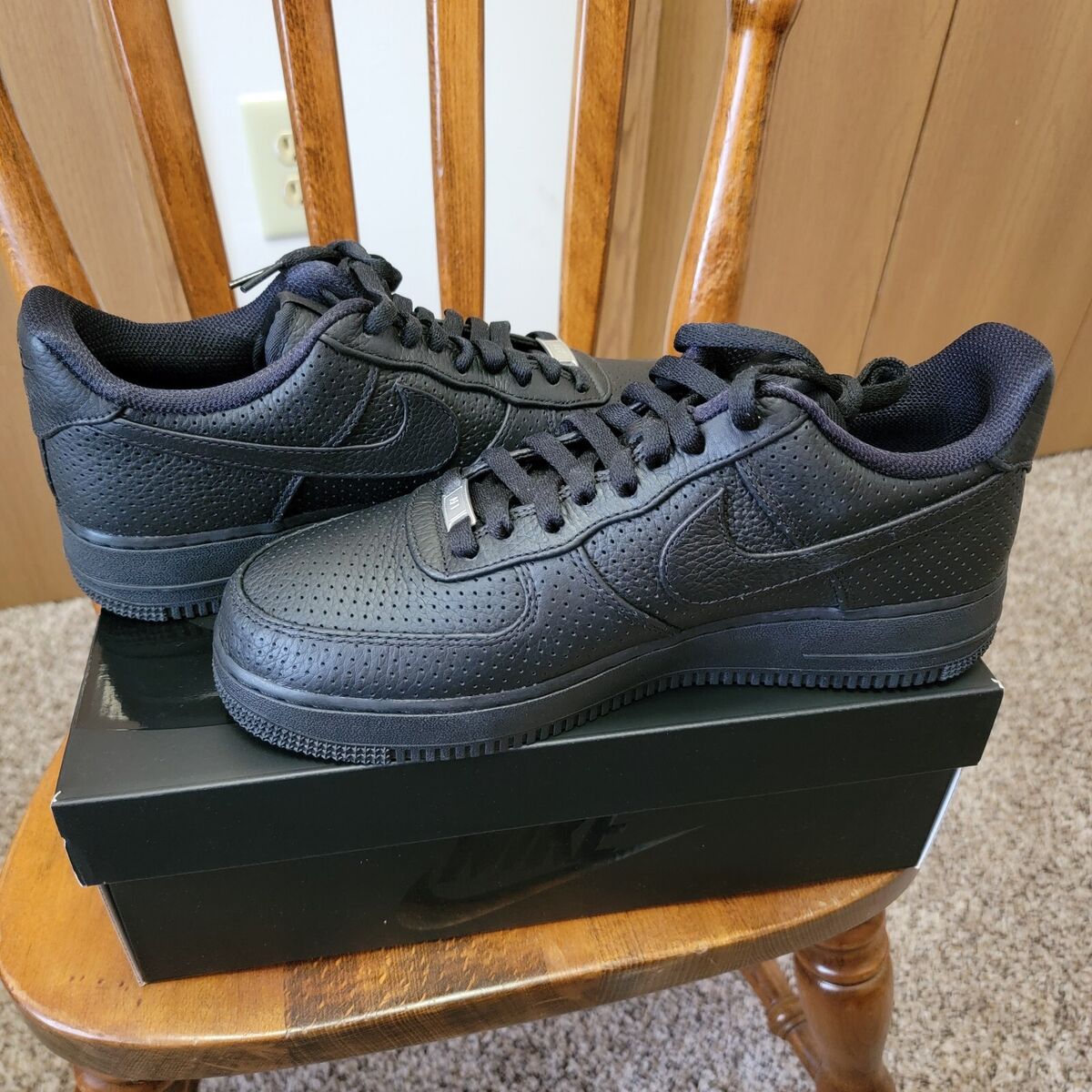 Mens Nike Air Force 1 SP Black/Black With Game Royal Insole Mens Nike Air Force 1 SP Black/Black With Game Royal Insole