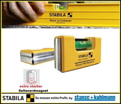 Stabila Mini Wasserwaage Pocket PRO Magnetic , 7 cm, mit Gürtel-Clip # 17768