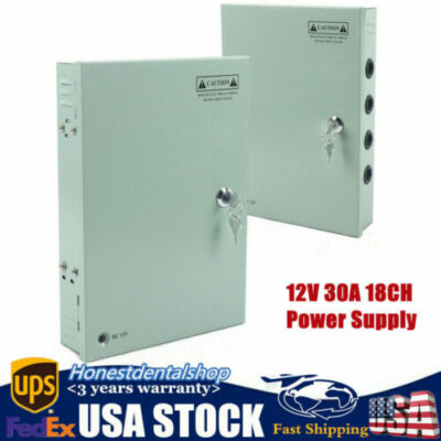 18Ch Channel Power Supply DC12V Distribution Box 30A for CCTV Security Camera US