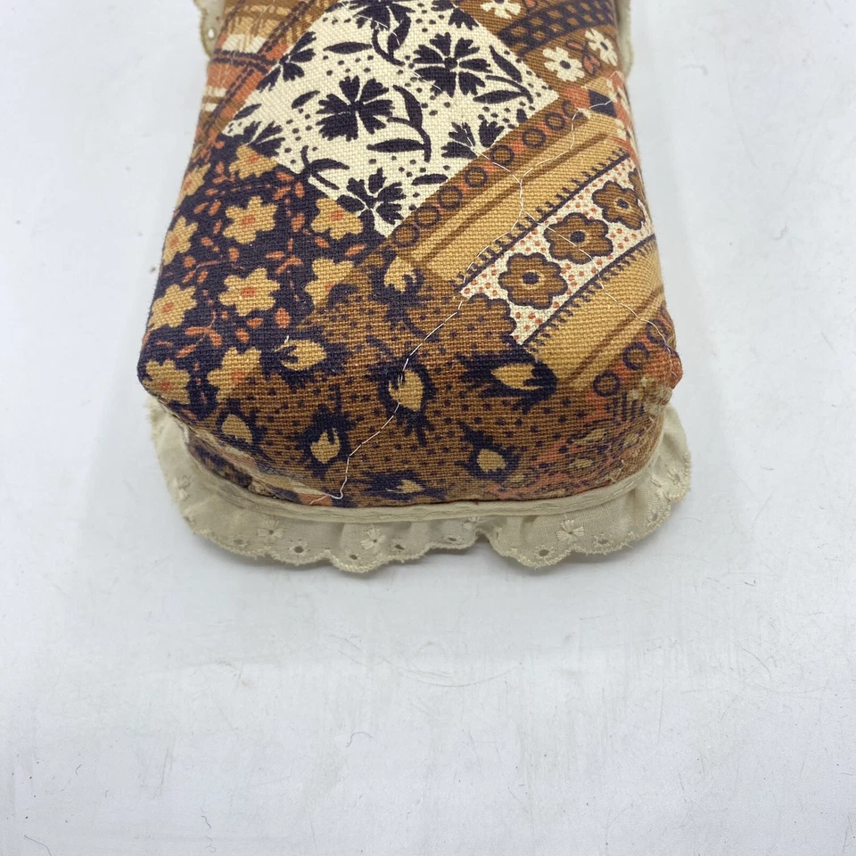 Tope de puerta de ladrillo decorado vintage tela floral marrón kitsch 9 1/2" Foto 4 de 4