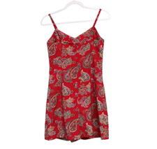 Y2K Express Mini Dress Romper Size 6 Colorful Paisley Retro Spaghetti Strap