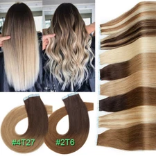 Invisible Tape-ins Human Hair Extensions Adhesive PU Skin Wefts Remy Thick Hair