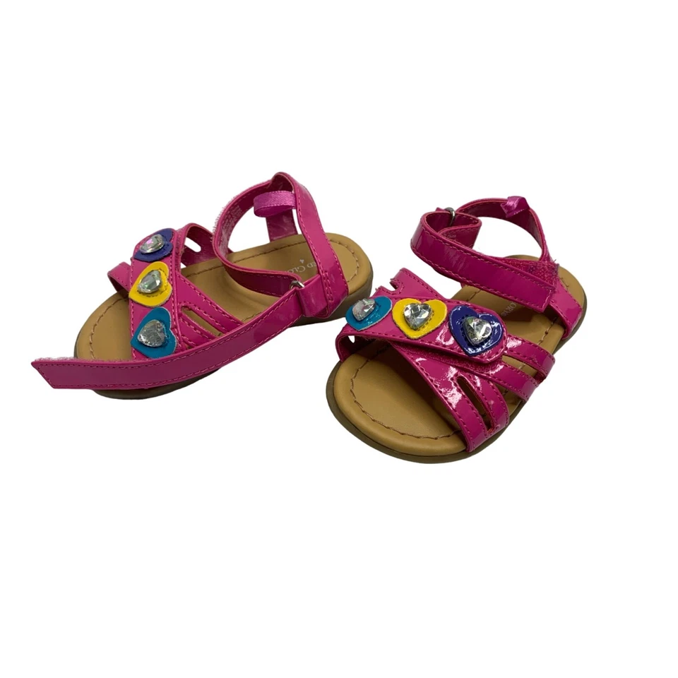 Sandalias Desteñidas Gloria Niñas Infante Bebé Talla 4 Rosa Adornadas Punta Abierta Zapato Foto 2 de 4