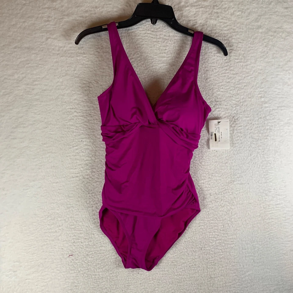 Ralph Lauren Women's Beach Club Twist Front One Piece Pink Swimsuit Size 8 9384 - Image 2 of 4