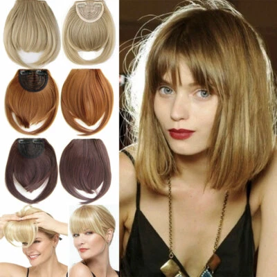Clip on Fringe Hair Bangs Bang Front Hairpiece Real Soft as Human Natural Thick