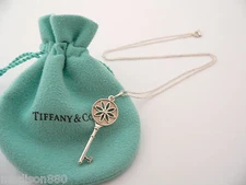 Tiffany Co Diamond Flower Necklace Nature Daisy Key Pendant Chain Gift Pouch Art