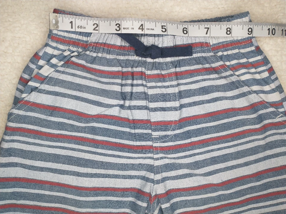 Nannette Boys Blue Red Striped Cotton Blend Shorts Size 6 Elastic Waist Pockets - Image 2 of 4