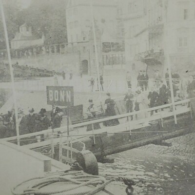 Germany Bonn Steamer Street Scene Rhine River Steamship Photo Stereoview G107