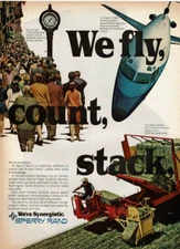 1968 Vintage Print Ad Sperry Rand We're Synergistic We fly count stack Univac