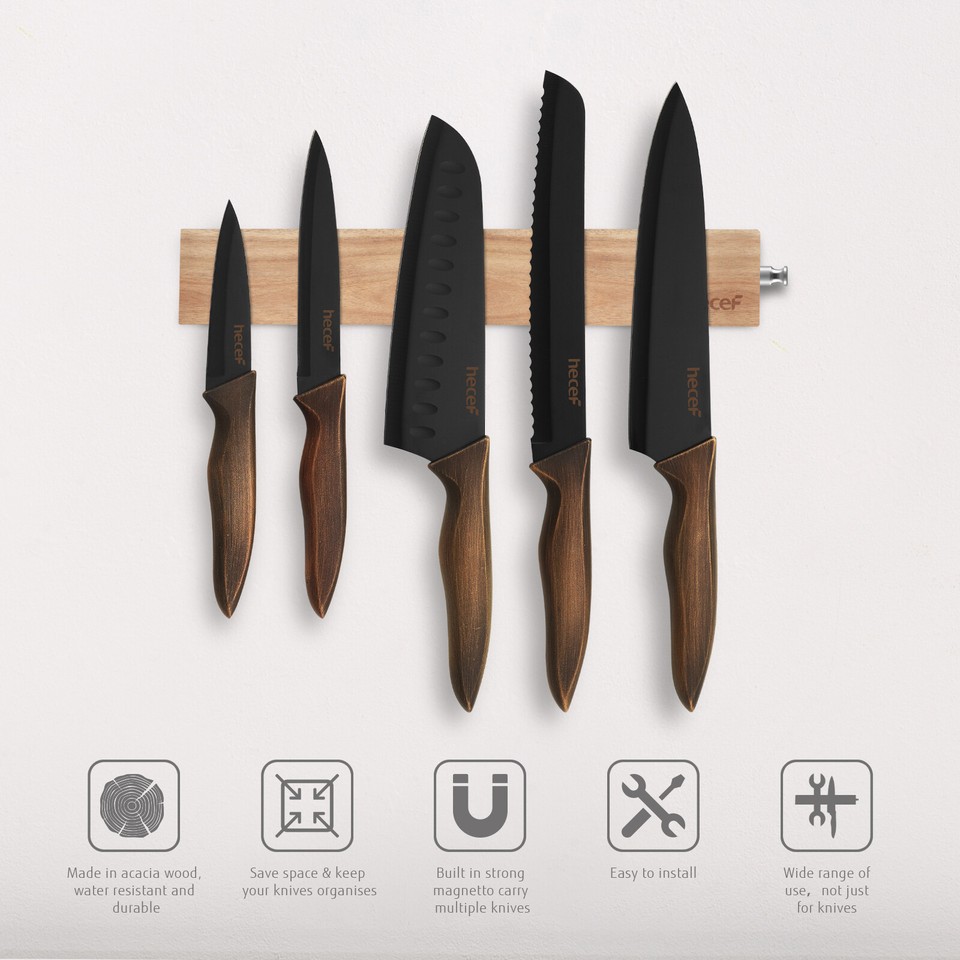MITSUMOTO Sakari Magnetischer Messerblock – Akazienholz, Doppelseitig, 1200 Gauss, 31,8x26,7 Cm