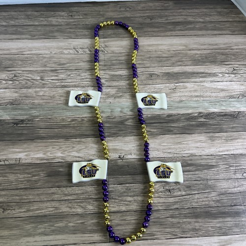 Mardi Gras LSU TIGERS FLAG Beads. Gold, Purple