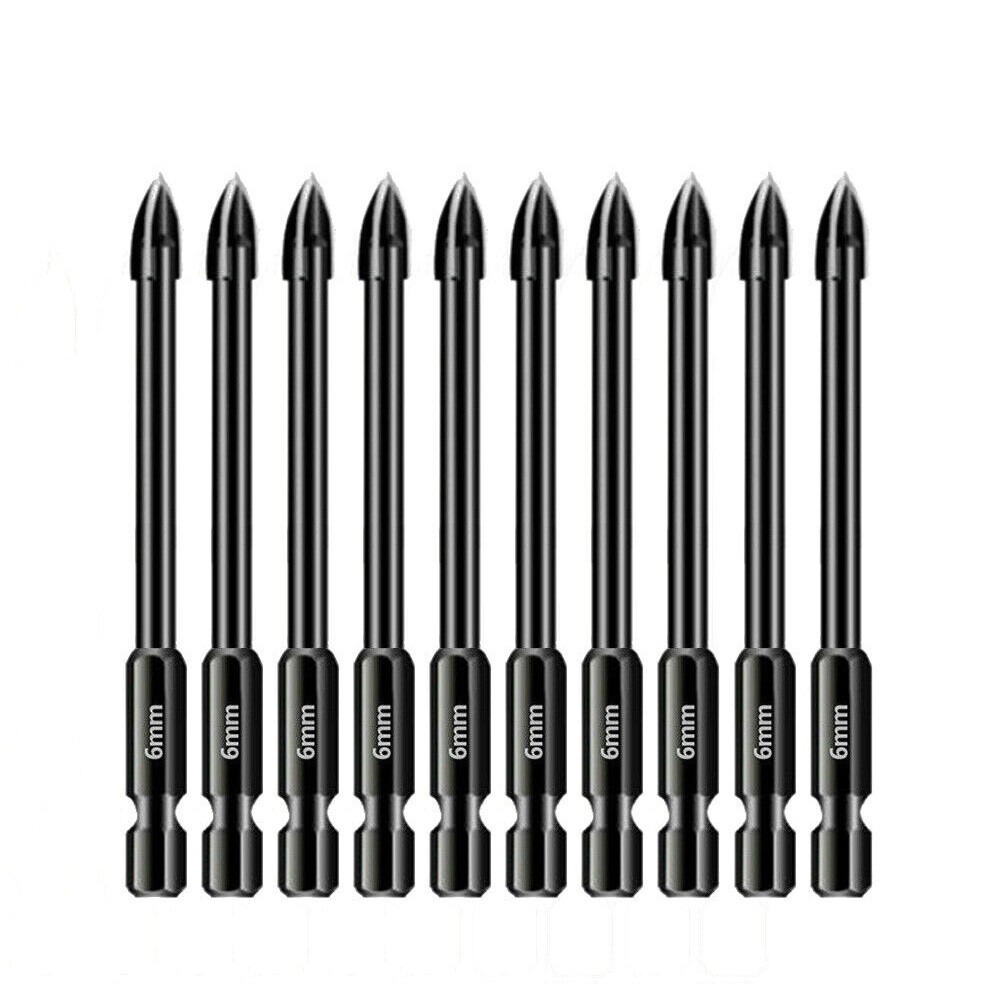 10x Tile Porcelain Drill Bit Marble Ceramic Glass Brick Shank Hex Spear Head,6mm