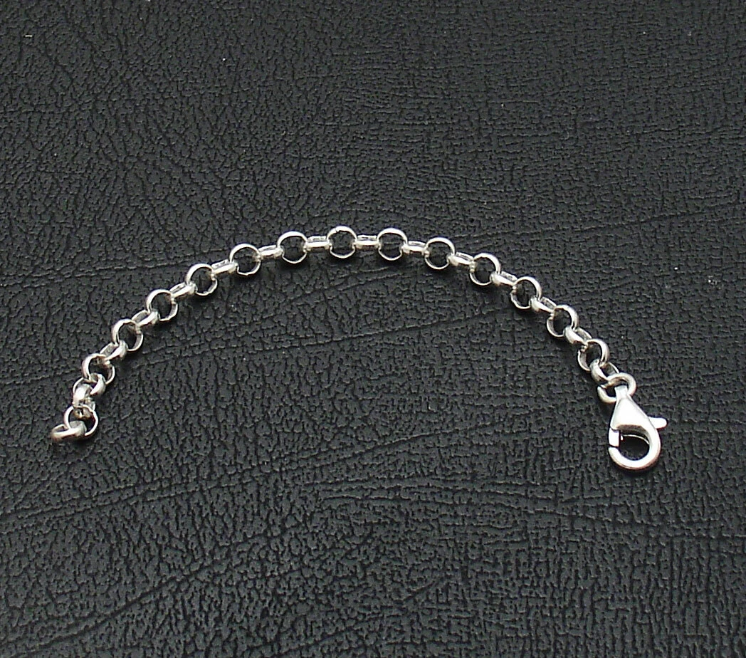 3mm Round Rolo Link Chain Bracelet Necklace Extender Real 925