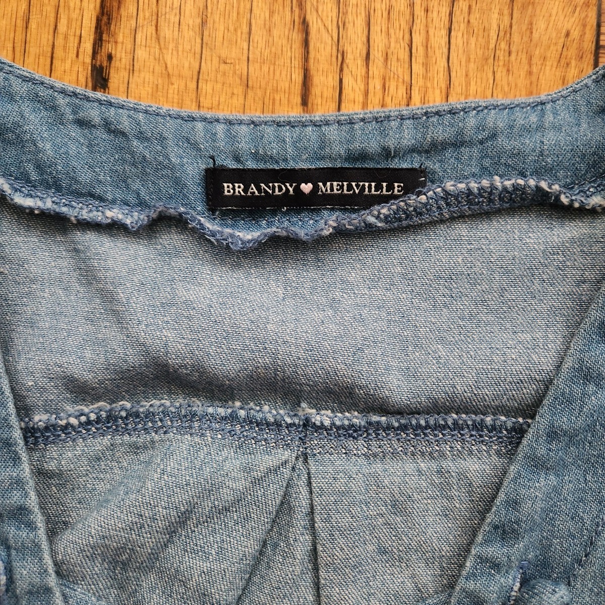 Brandy Melville Denim Ily Top Size S Lace Up Front Cropped Denim